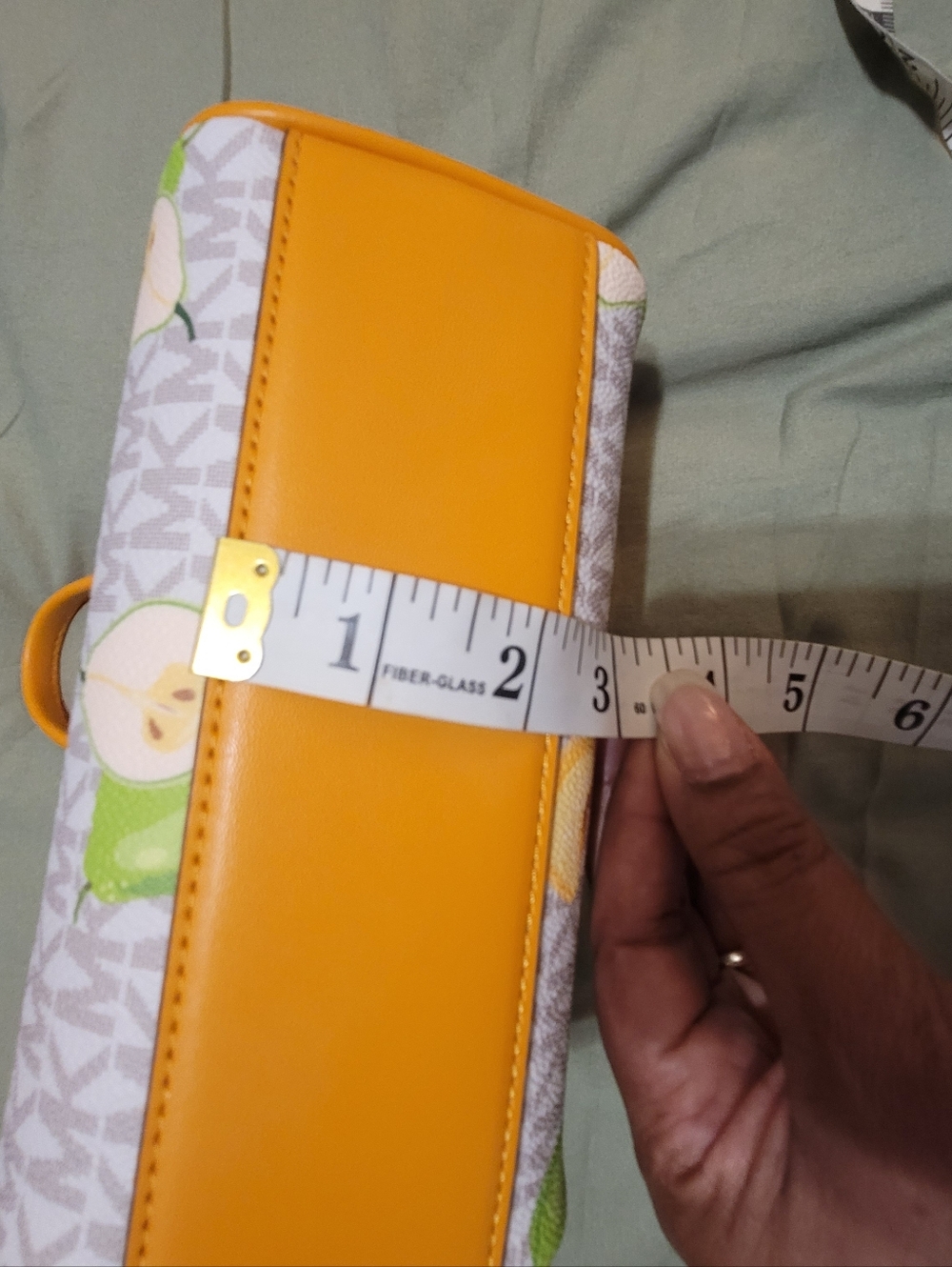 Michael Kors White Monogram Satchel with Yellow Trim and Fruit Print - Picture 6 of 6